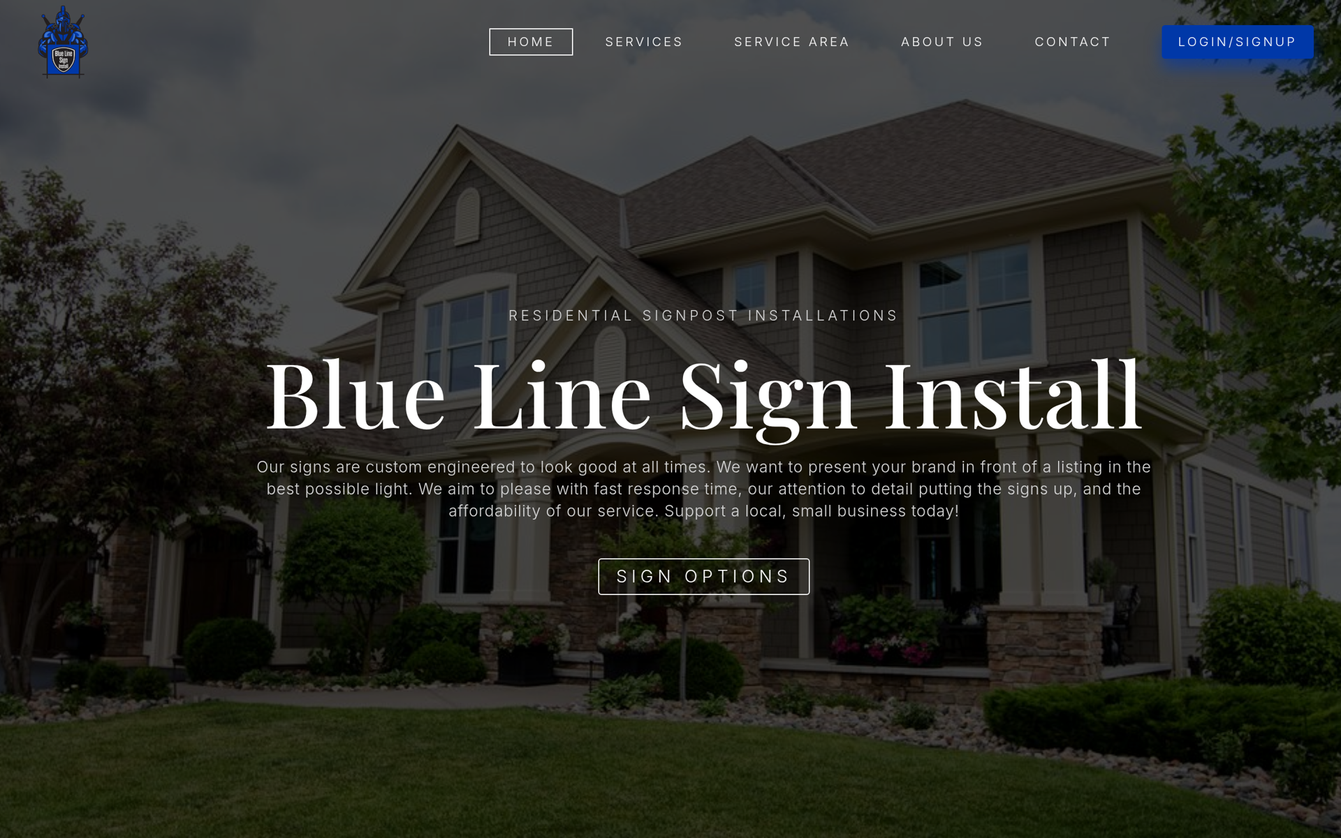 Blue Line Sign and Install website homepage