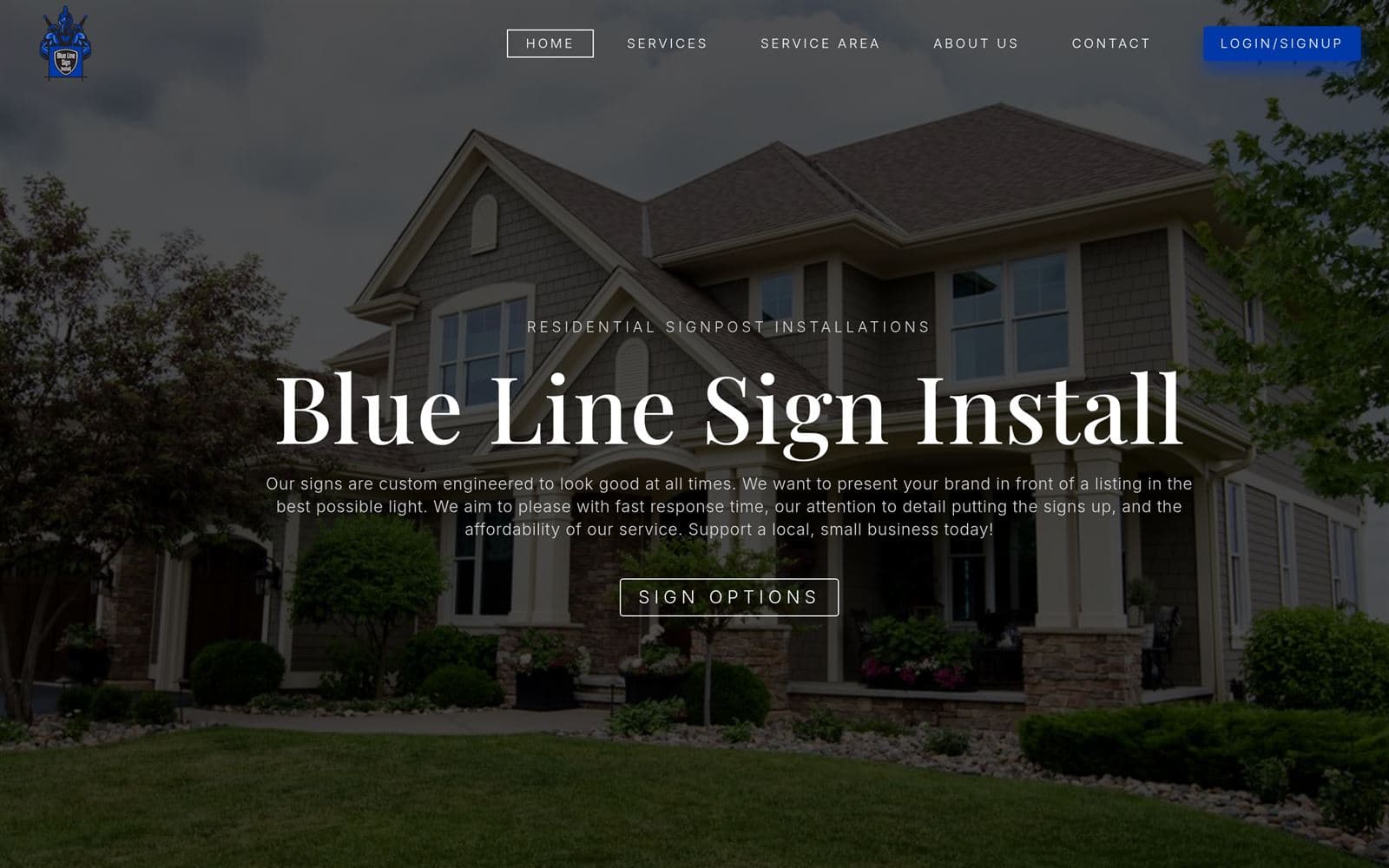 Blue Line Sign and Install website homepage