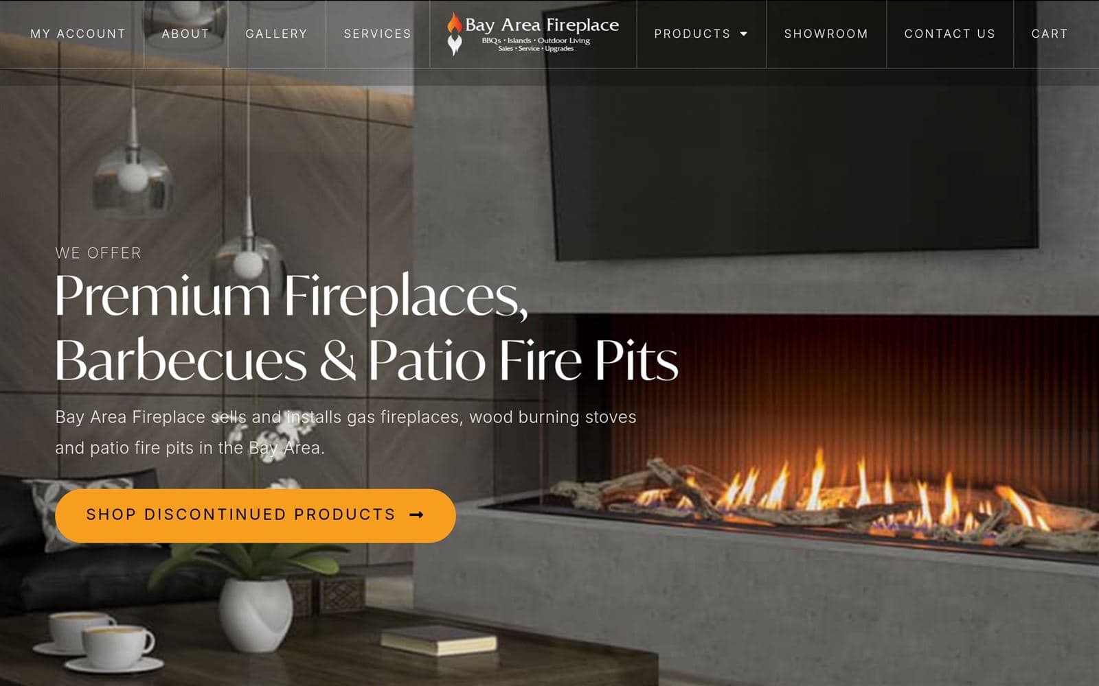 Bay Area Fireplace website homepage