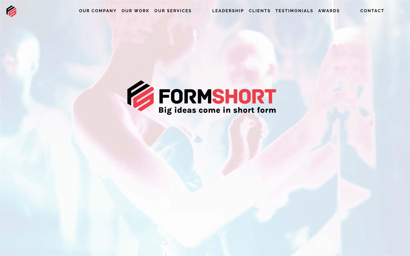 Formshort film production website homepage