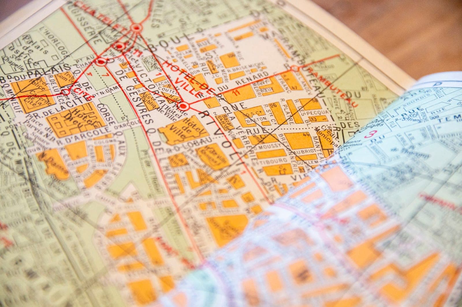 A close up of a map on a table