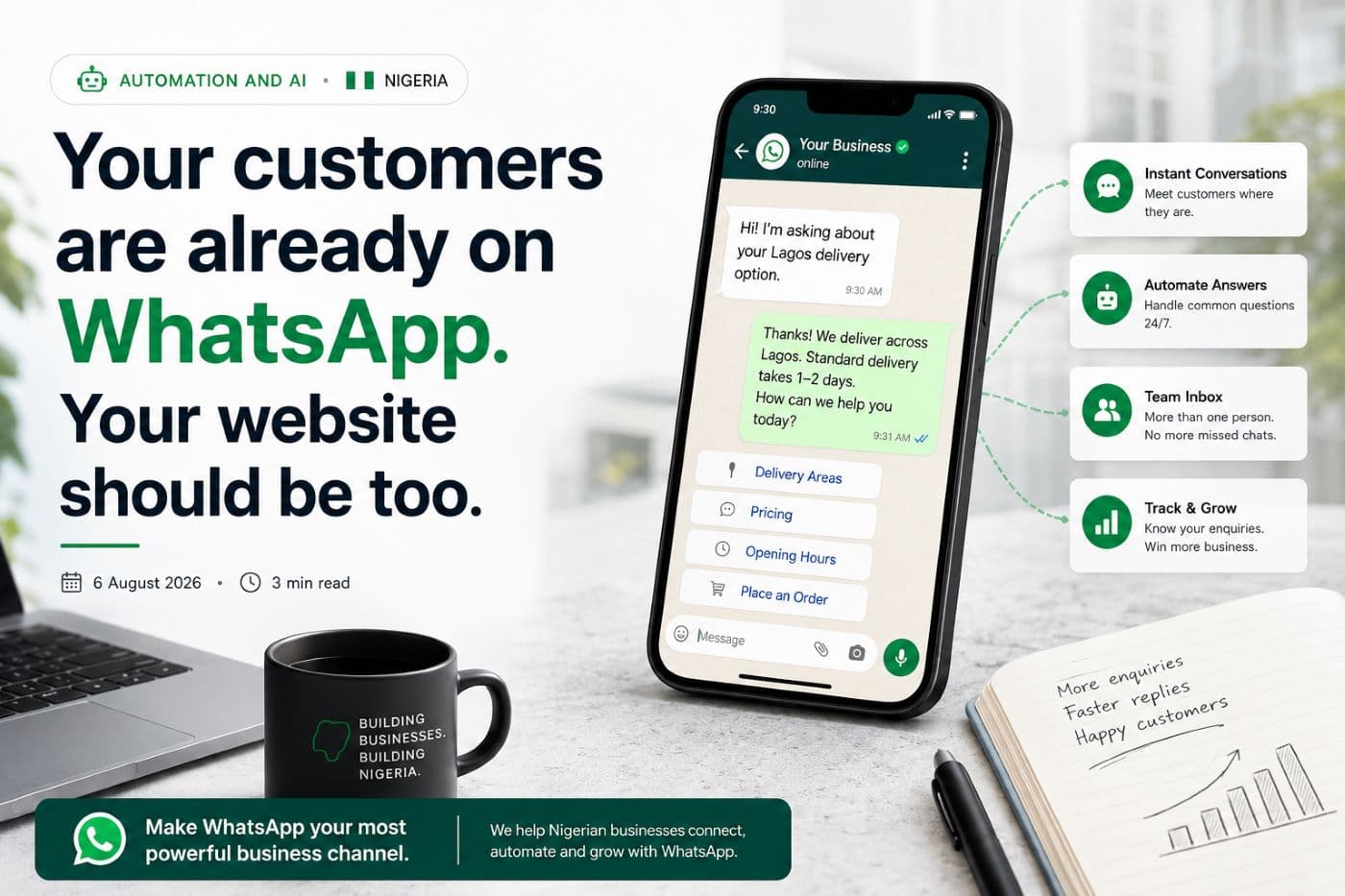 Your customers are already on WhatsApp. Your website should be too.